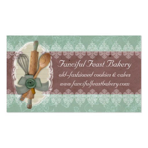 shabby chic cooking baking utensils business card (front side)