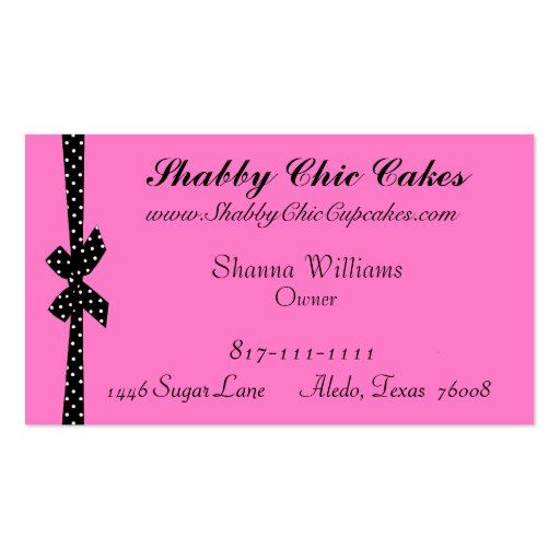 Shabby Chic Cupcake Business Cards (back side)