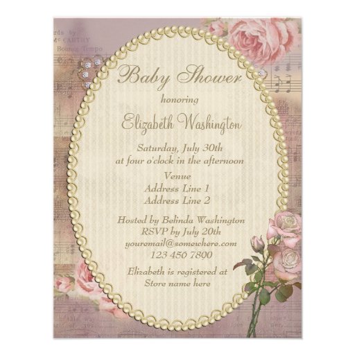 Shabby Chic Eiffel Tower Floral Baby Shower Custom Invite