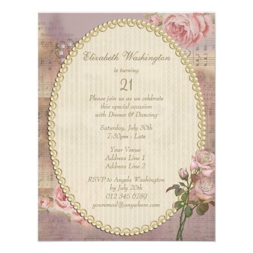 Shabby Chic Eiffel Tower Floral Birthday Party Invitations