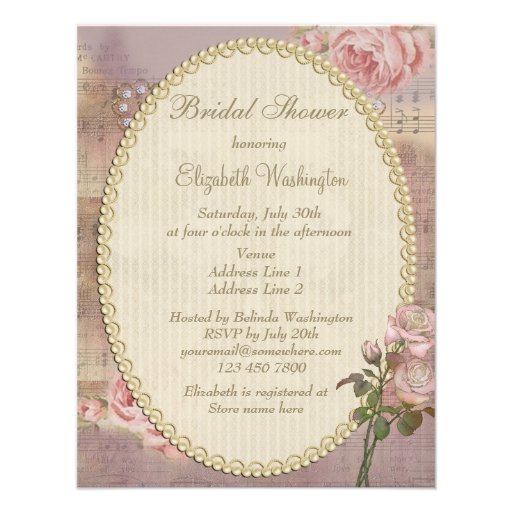 Shabby Chic Eiffel Tower Floral Bridal Shower Custom Invite