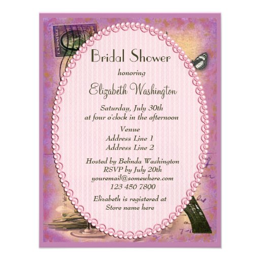 Shabby Chic Eiffel Tower & Red Wine Bridal Shower Invite