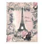 Shabby Chic Eiffel Tower & Roses Baby Shower Custom Invitations