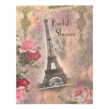 Shabby Chic Eiffel Tower & Roses Bridal Shower Invites