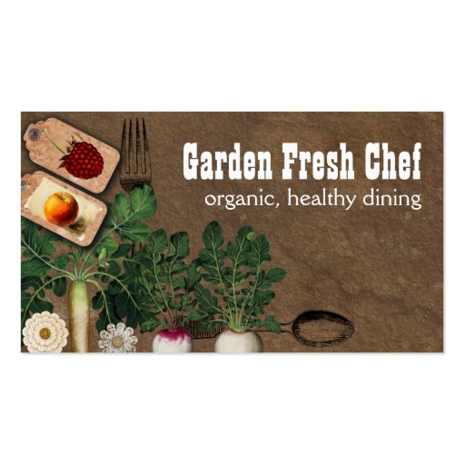 Shabby chic farmers market organic chef biz cards business cards (front side)