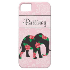 Shabby Chic Pink Floral Elephant Iphone 5 case