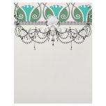 shabby chic floral ornate damask letterhead template
