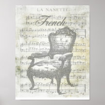Shabby Chic French Music & Chair Poster