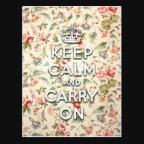 Shabby chic keep calm and carry on postcards