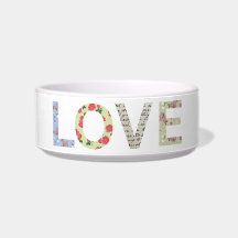 Shabby Chic Love Typography - white Pet Bowl