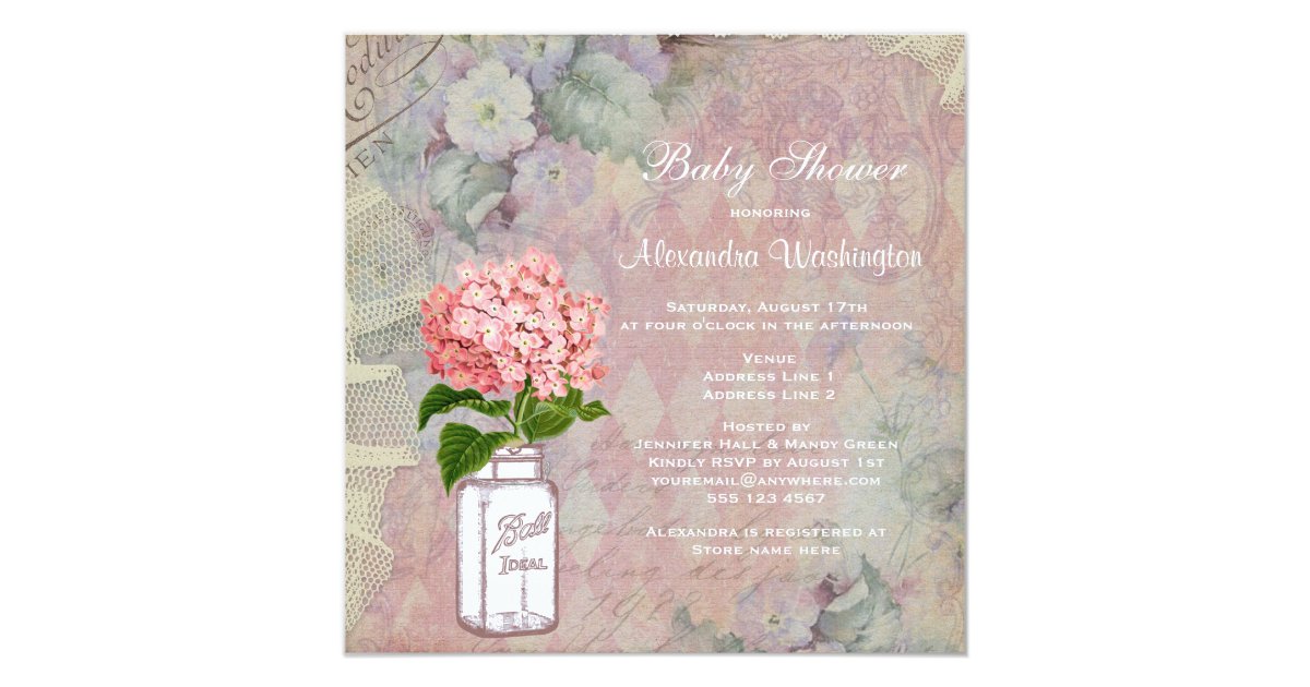 shabby chic mason jar hydrangea baby shower card zazzle shabby chic mason jar hydrangea baby shower card zazzle