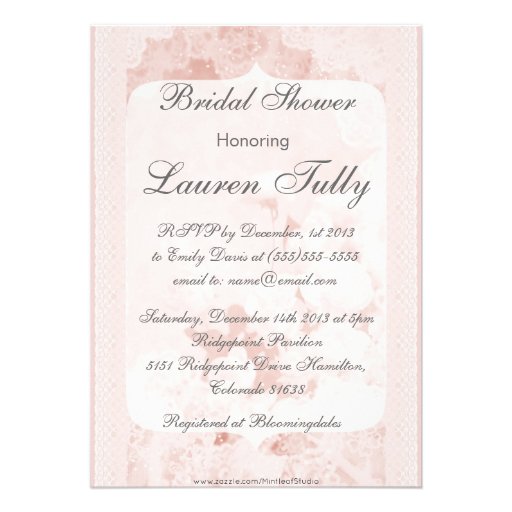 Shabby Chic Pink Peony Flowers Bridal Shower Personalized Invites