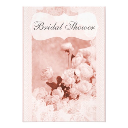 Shabby Chic Pink Peony Flowers Bridal Shower Personalized Invites