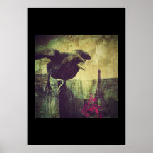 Shabby Chic Raven In Paris Posters