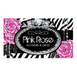 Shabby Chic Roses on Zebra Business Cards