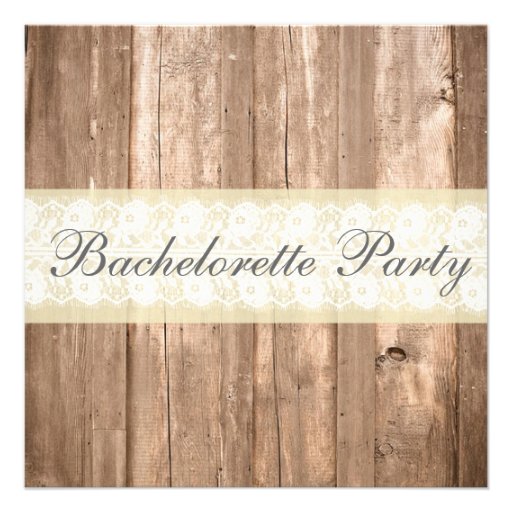 Shabby Chic Rustic Cream Bachelorette Party Custom Invitation