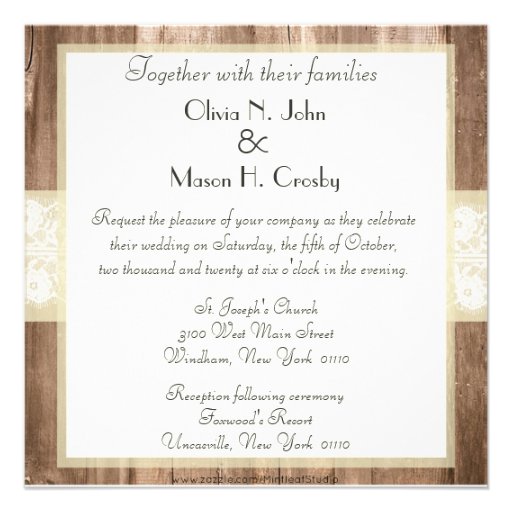 Shabby Chic Rustic Cream Wedding Invitation
