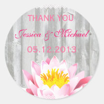 Shabby Chic Rustic Lotus Thank You Sticker