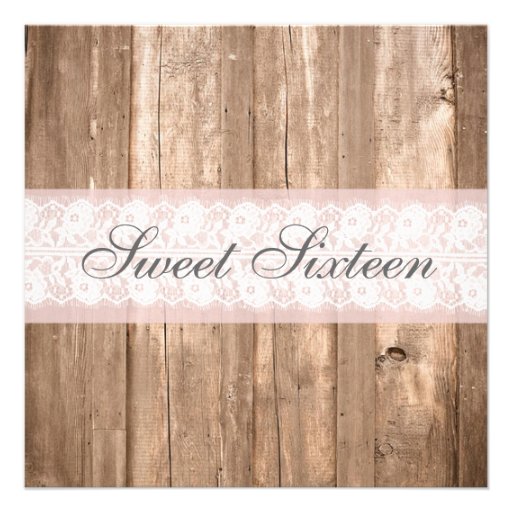 Shabby Chic Rustic Sweet Sixteen Birthday Party Announcement
