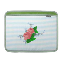 Shabby Chic Sweet Stripes and pink Roses Macbook Air Sleeves