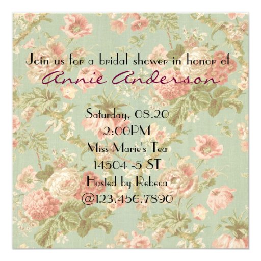 Shabby Chic Tea Party Bridal Shower Invitation