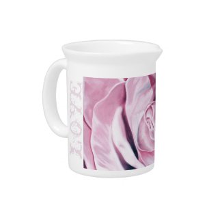 Shabby chic vintage romantic elegant pink roses beverage pitcher