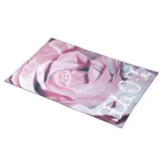 Shabby chic vintage romantic elegant pink roses placemat