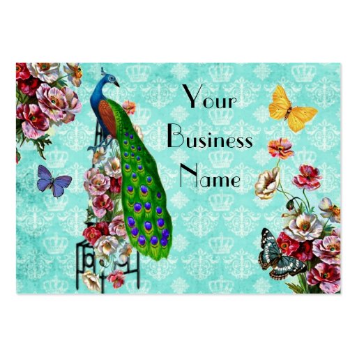 Shabby French Peacock Business Card (front side)