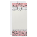 shabby grey heart swirl damask on grunge pink rack cards