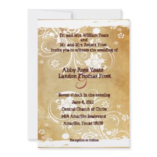 Shabby Parchment Wedding Invitation invitation