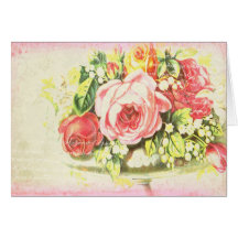 Shabby Rose Collage Art Greeting Card