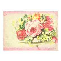 Shabby Rose Collage Art Invite