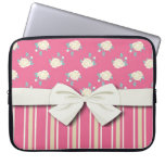 shabby stripes and roses on hot pink computer sleeves