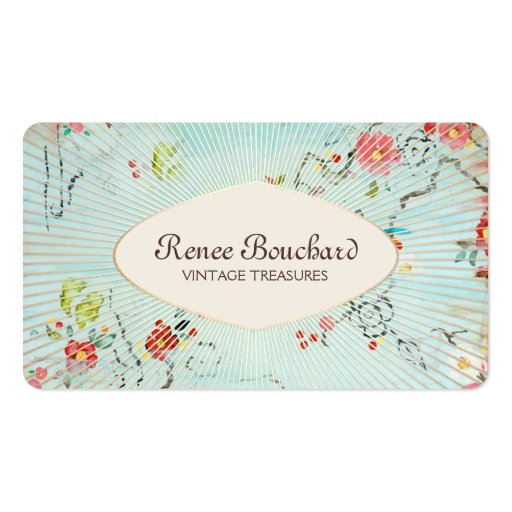 Shabby Vintage Floral Designer Consignment Shop Business Cards (front side)