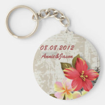 ShabbyChic Hawaii Floral Beach Wedding Favor Key Chains
