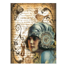 shabbychic Posh Vintage Paris Lady Fashion Post Card
