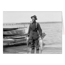 Shad Fishing, early 1900s Greeting Card