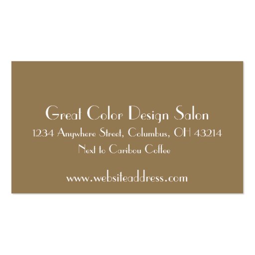 Shades of Blonde 3 Hair Color Style Business Card (back side)