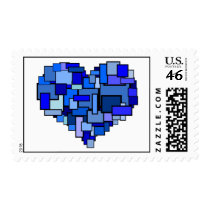 Shades of Blue Block Heart Postage postage by loveisintheair Shades of Blue Block Heart Postage postage