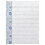 Shades of Blue Floral Retro Abstract Pattern Custom Letterhead