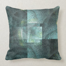 Shades of  Blue Green  Abstract Throw Pillow