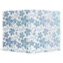 Shades of Blue Plumeria Blooms Vinyl Binder
