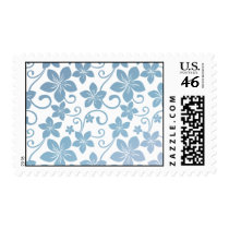 Shades of Blue Plumeria Blooms Postage