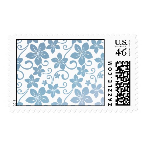 Shades of Blue Plumeria Blooms Postage