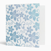 Shades of Blue Plumeria Blooms Vinyl Binder