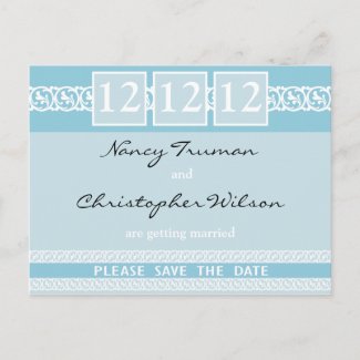 Shades Of Blue Save The Date Postcards postcard