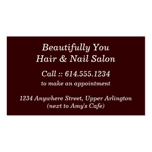 Shades of Brown Hair Color Salon Business Cards (back side)