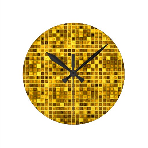Shades Of Goldenrod 'Watery' Mosaic Tiles Pattern Clock