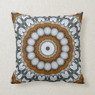 Shades of Gray with Rust Accents Mandala Throw Pillow
