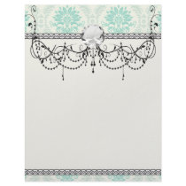 shades of green and ivory damask design custom letterhead